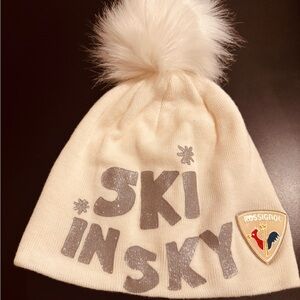 Rossignol Cream Beanie with Pom-Pom and Fun Lettering
